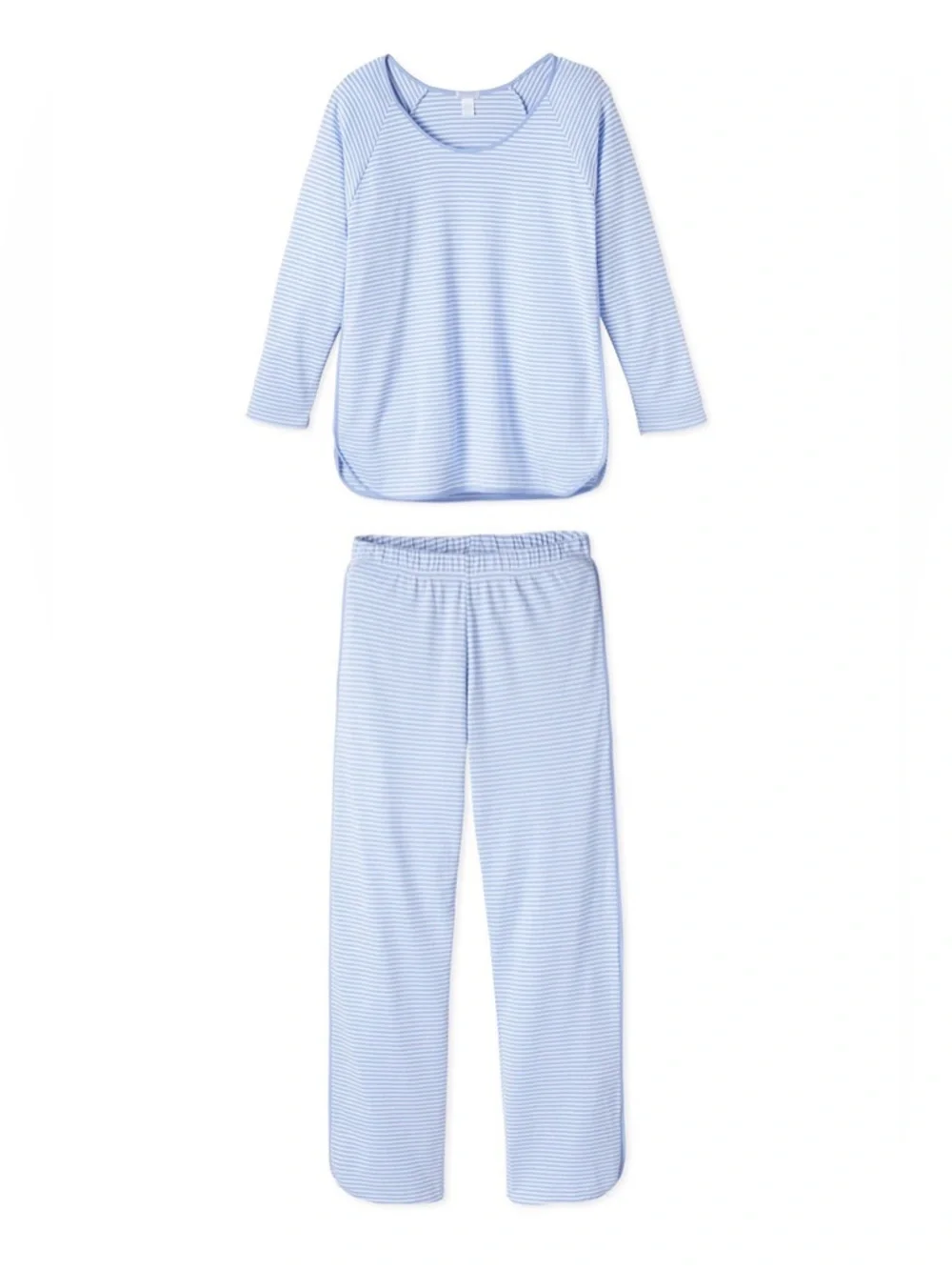 NWOT Lake Pajamas: Pima Long-Long Set in Hydrangea & Navy - Picture 3 of 11
